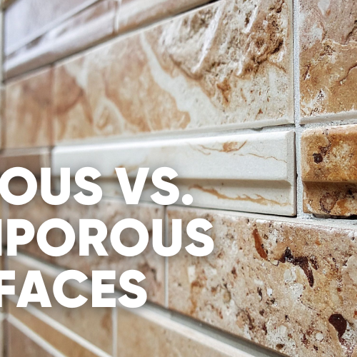 Image comparing porous and nonporous surfaces with textured tiles.
