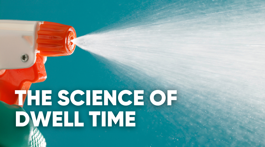 A spray bottle emitting a fine mist with text overlay.