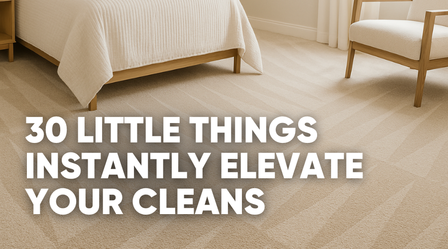 A clean room with a chair and text about cleaning tips.