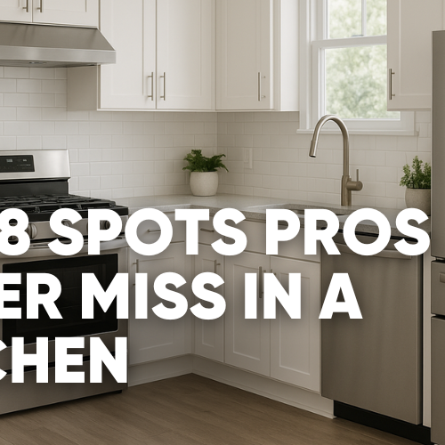 Modern kitchen with stainless steel appliances and white cabinetry.