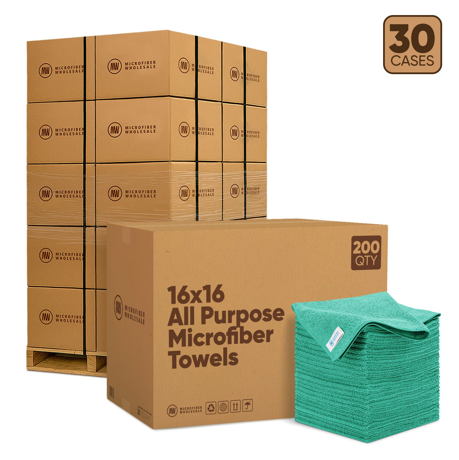 16"x16" All Purpose Microfiber Towels - 30-Case Pallet (200/Case)