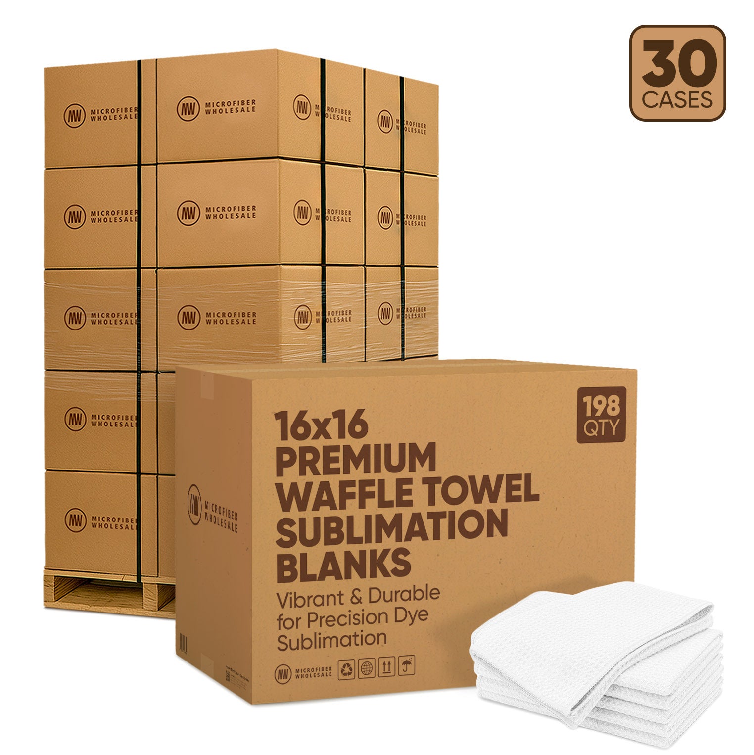 16"x16" Premium Waffle Towels - 30-Case Pallet (198/Case)