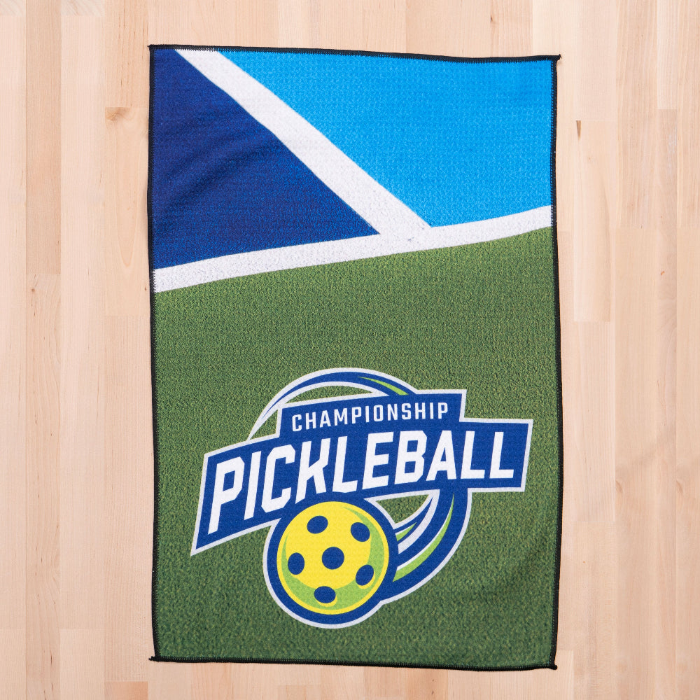 printed microfiber waffle towel with pickleball logo