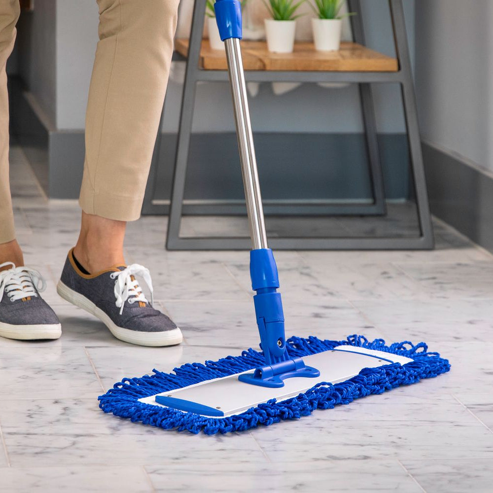 microfiber dust mop and frame on laminate floors