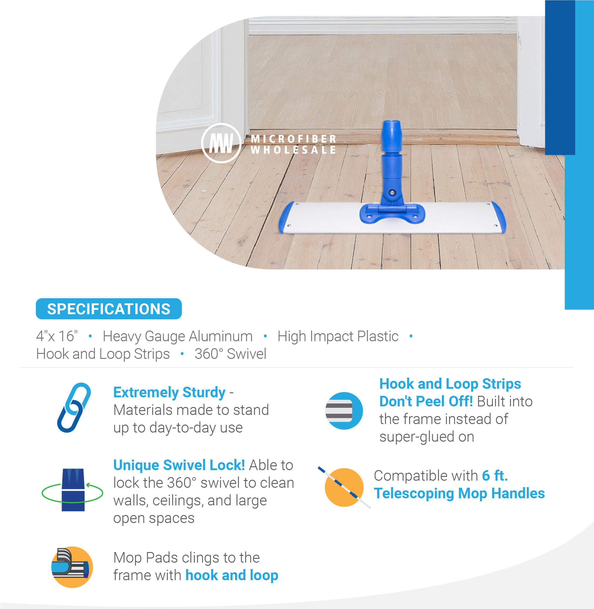 18" Heavy Duty Microfiber Mop Frame - The Maids