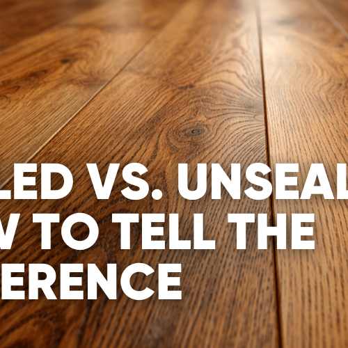 Text overlay on wooden floor image about sealing differences.