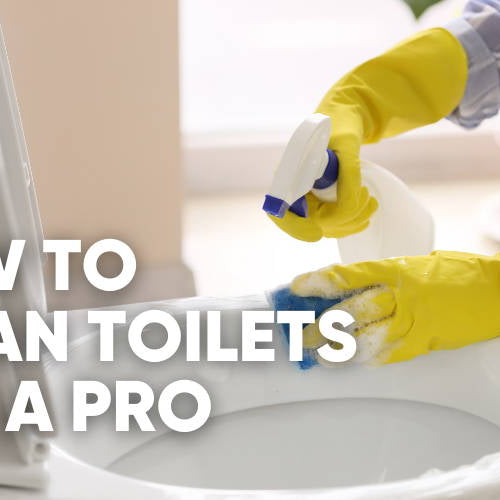 how to clean toilets like a pro using rubber globes, disinfectant, and microfiber