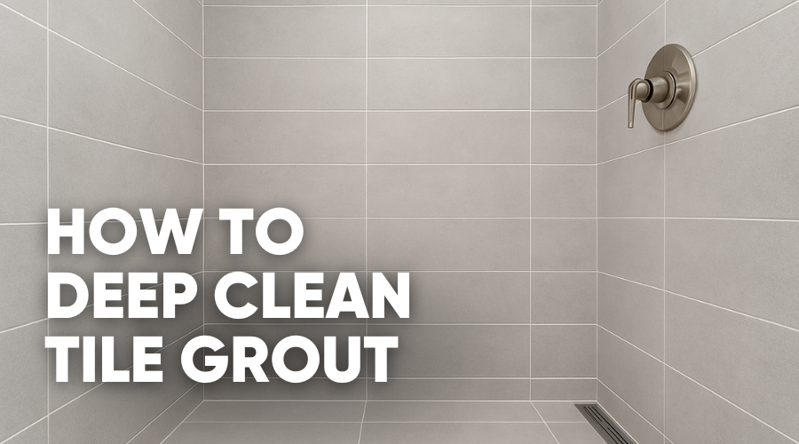 A modern shower tiled from floor to ceiling