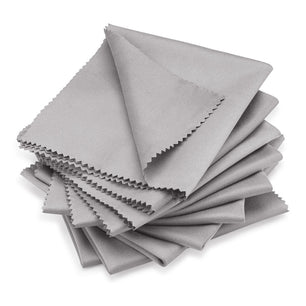 stack of gray silk lens cloths