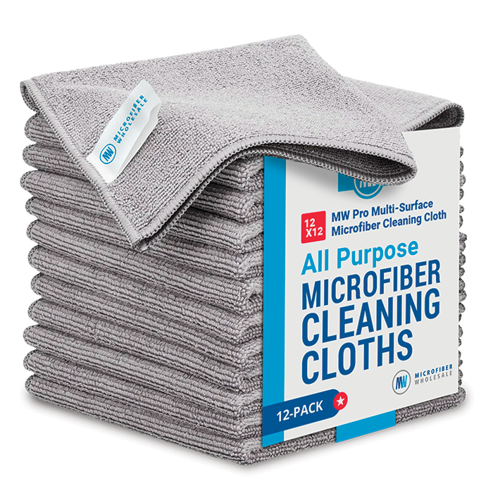 12 in. x 12 in. Gray Microfiber Washcloths (48-Pack)