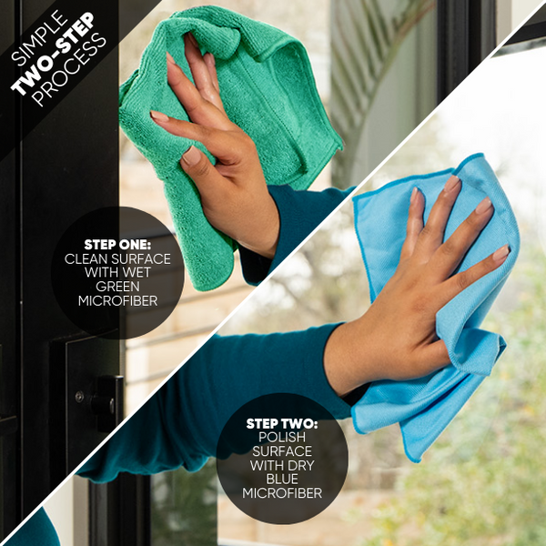 Microfiber Glass Cleaning Cloths | Streak Free Windows & Mirrors | Lint  Free Towels | Car Windows Wipes | Polishing Rags | Machine Wash- Blue,  Green