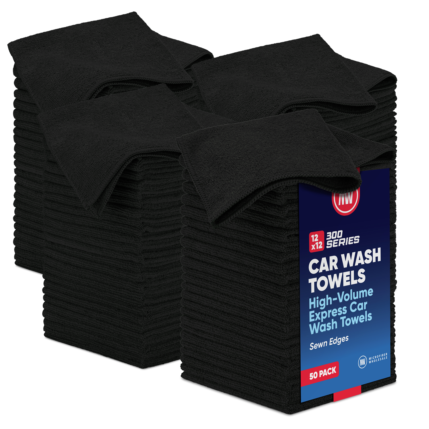 12"x12" Black Microfiber Car Wash Towels