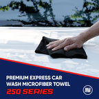 12x12 250 GSM Microfiber Car Wash Towel - Black - Bale of 800