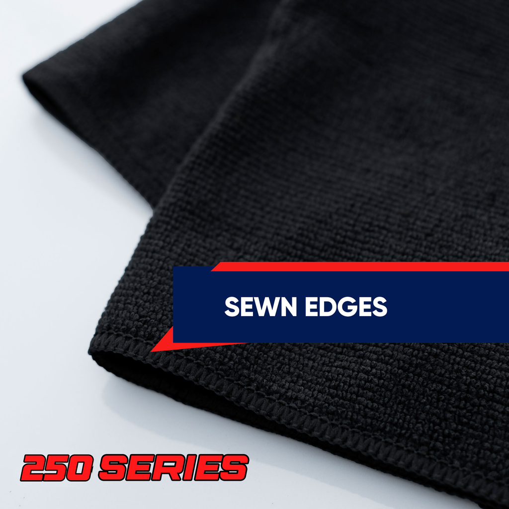 12x12 250 GSM Microfiber Car Wash Towel - Black - Bale of 800