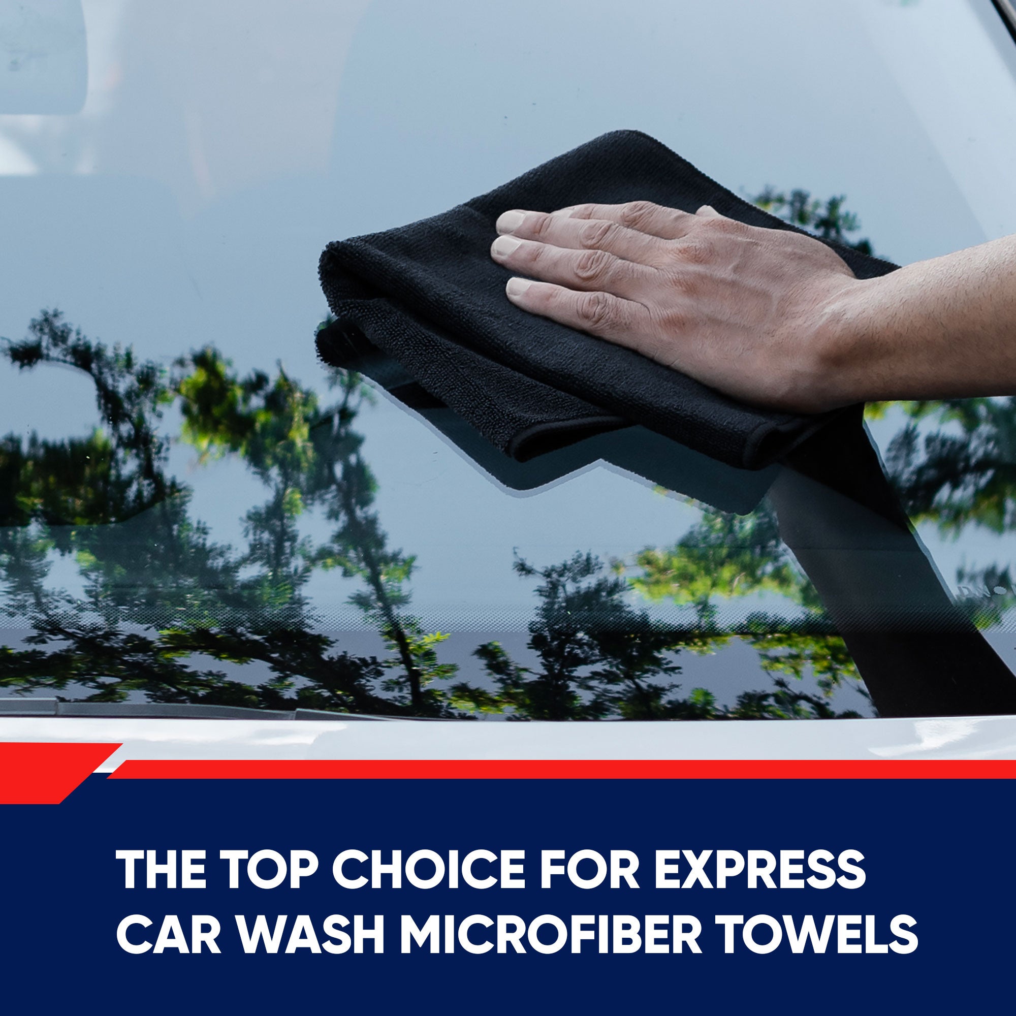 12x12 250 GSM Microfiber Car Wash Towel - Black - Bale of 800