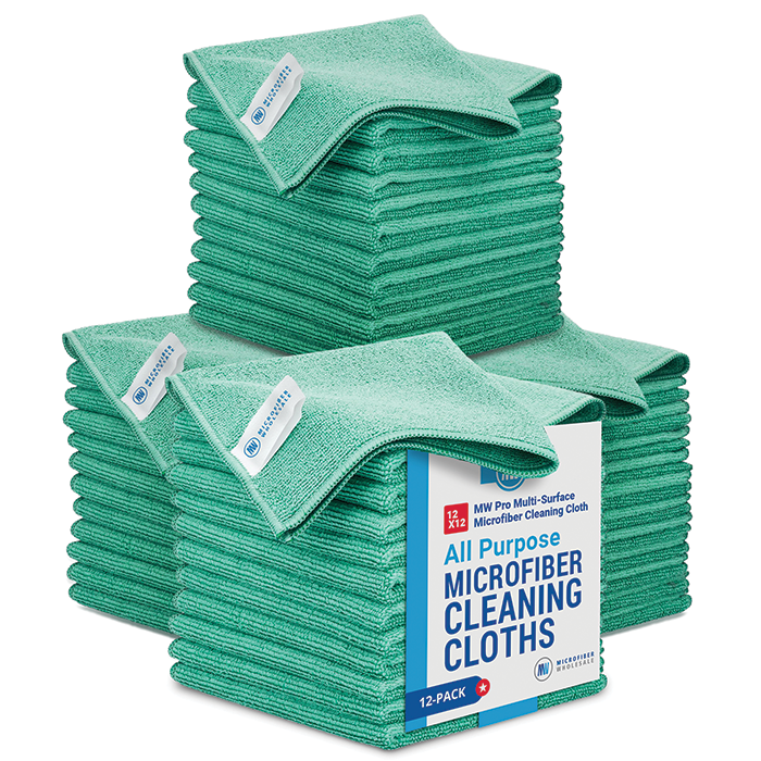 12 x 12 Buff Pro Multi-Surface Microfiber Cleaning Cloths, Black - 12  Pack