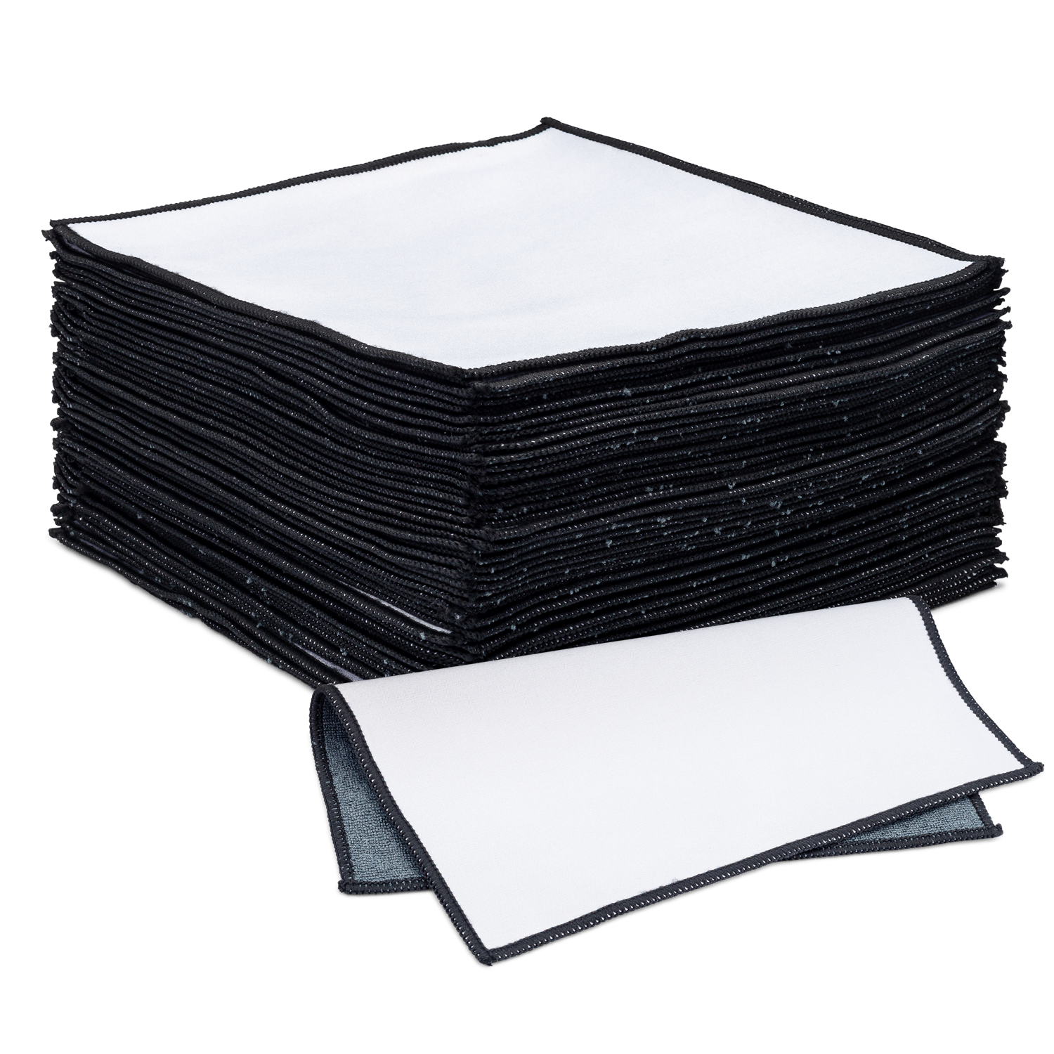 8” x 8” MW Microfiber Quick Cloth with Black Border Dye Sublimation Blanks - Pack of 50