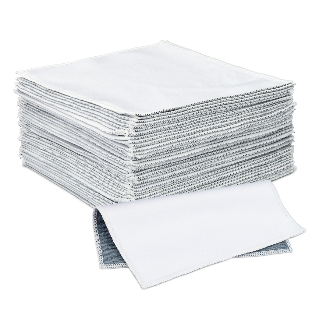 8” x 8” MW Microfiber Quick Cloth with White Border Dye Sublimation Blanks - Pack of 50