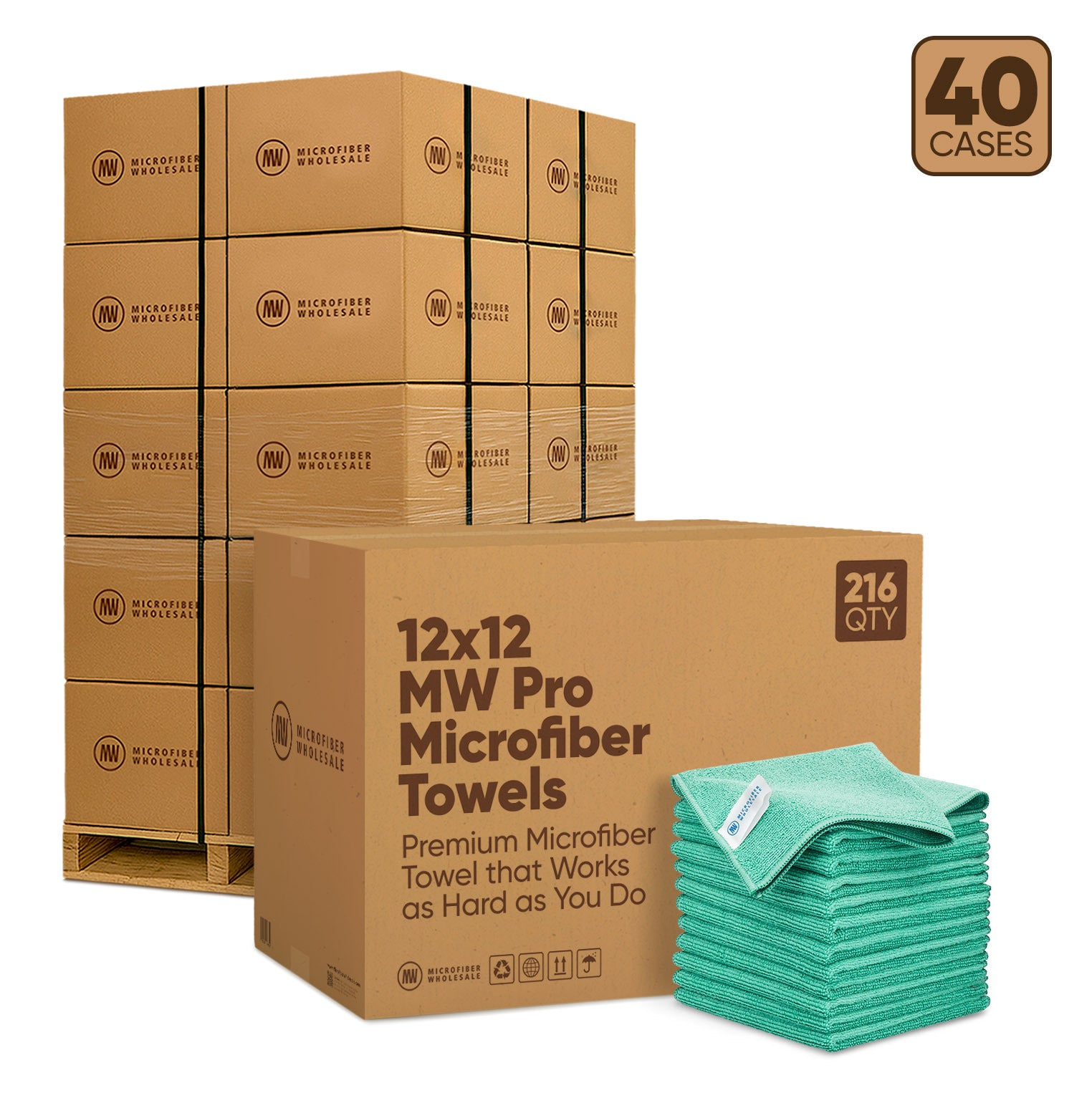 12"x12" MW Pro Microfiber Towels - 24-Case Pallet (384/Case)