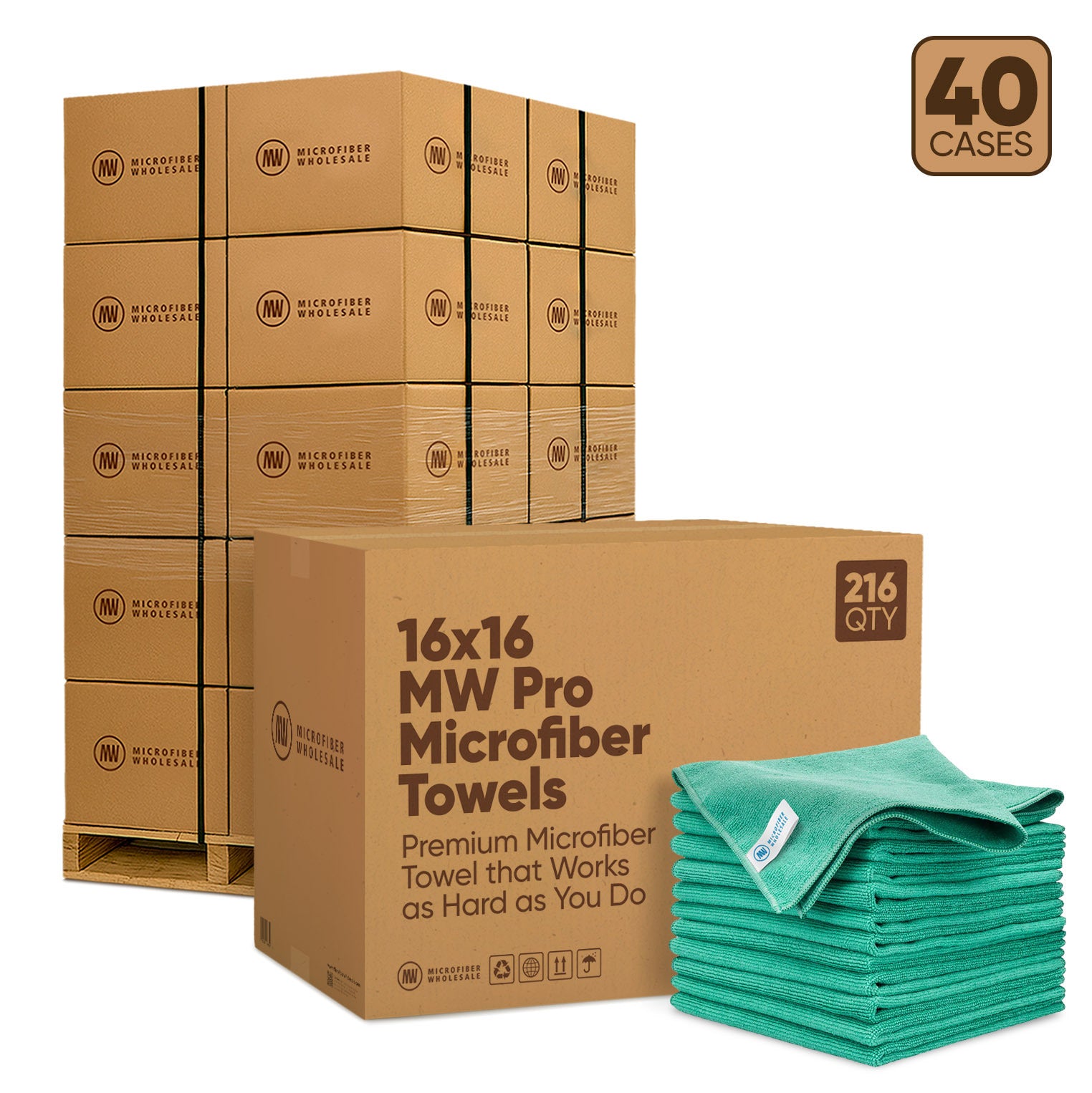 16"x16" MW Pro Microfiber Towels - 40-Case Pallet (216/Case)