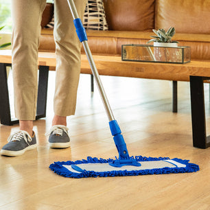 mop frame with a dust mop pad on hardwood floors