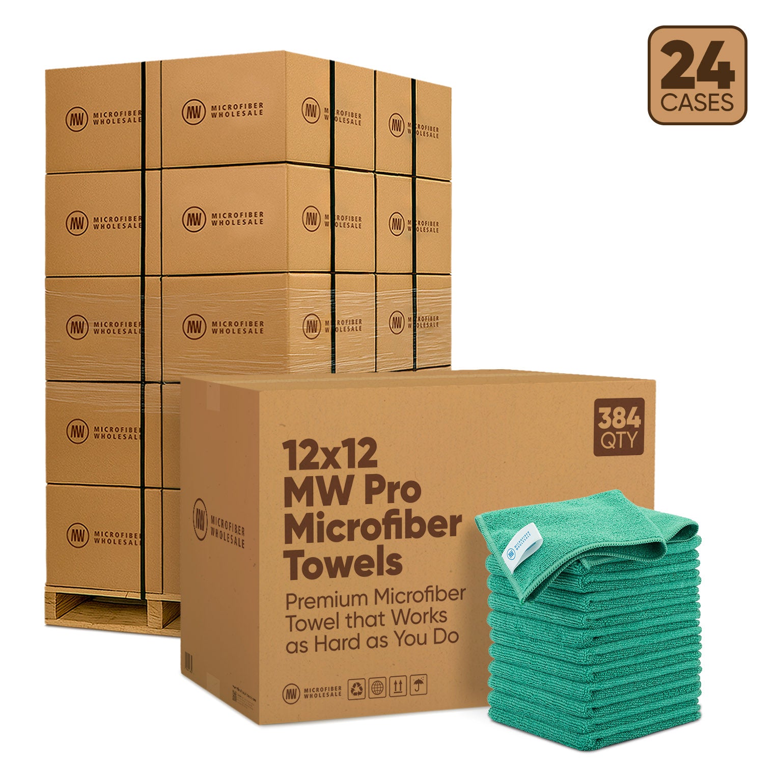12"x12" MW Pro Microfiber Towels - 24-Case Pallet (384/Case)