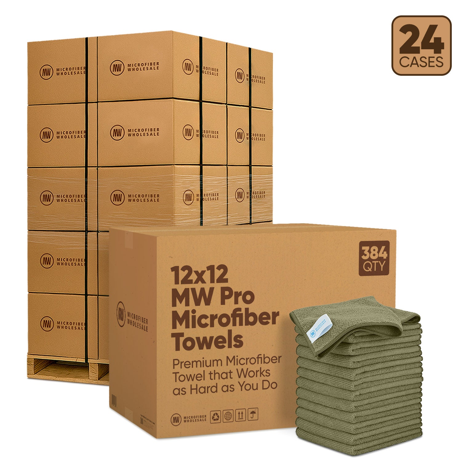 12"x12" MW Pro Microfiber Towels - 24-Case Pallet (384/Case)