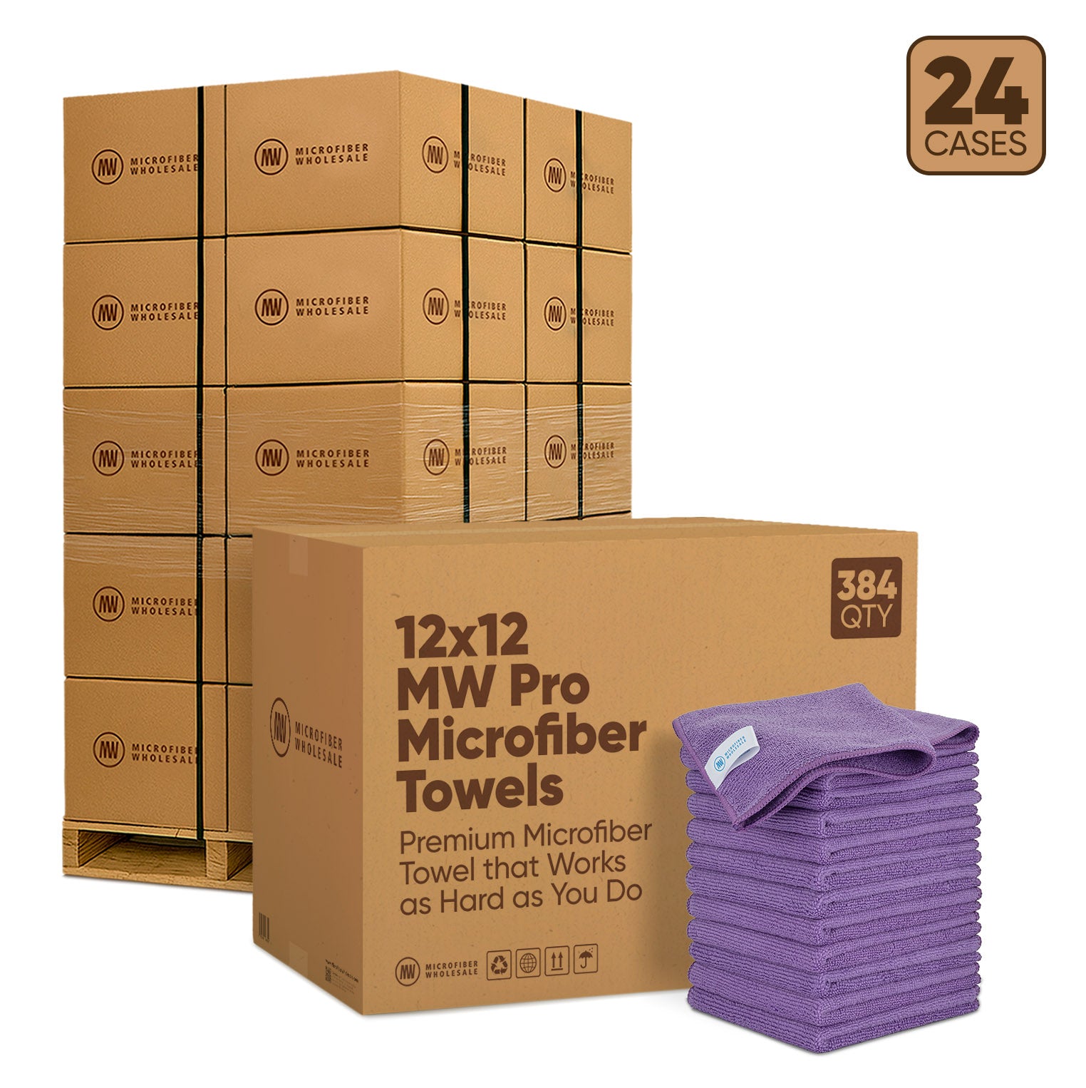 12"x12" MW Pro Microfiber Towels - 24-Case Pallet (384/Case)
