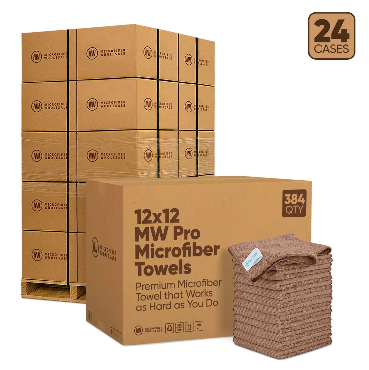 12"x12" MW Pro Microfiber Towels - 24-Case Pallet (384/Case)