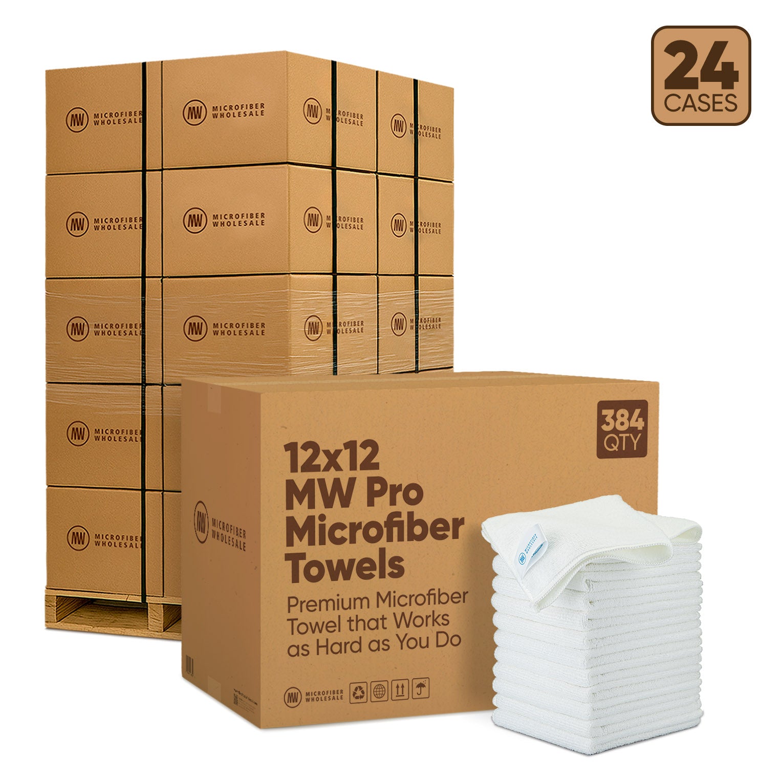 12"x12" MW Pro Microfiber Towels - 24-Case Pallet (384/Case)