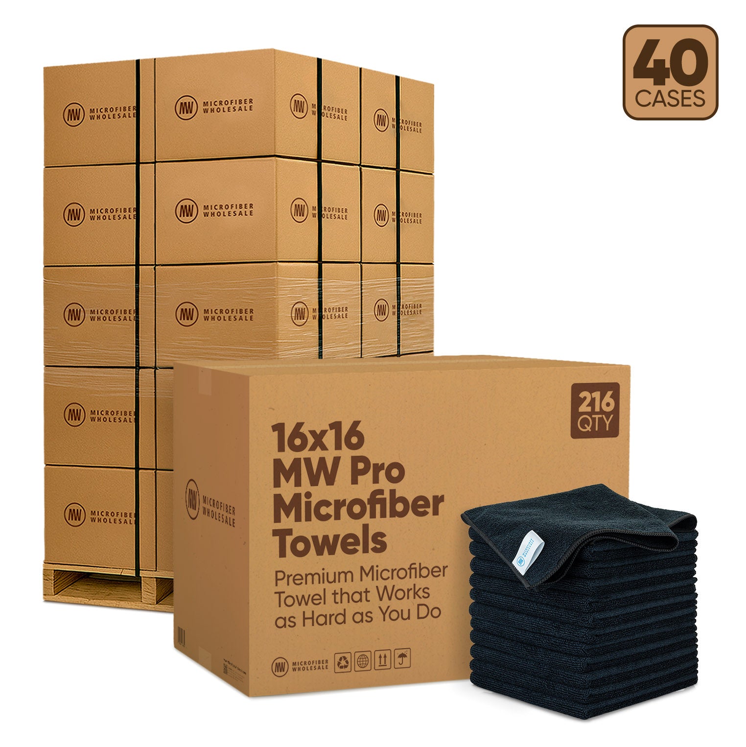 16"x16" MW Pro Microfiber Towels - 40-Case Pallet (216/Case)
