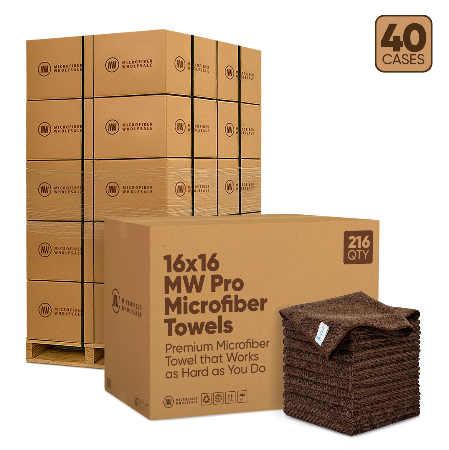 16"x16" MW Pro Microfiber Towels - 40-Case Pallet (216/Case)