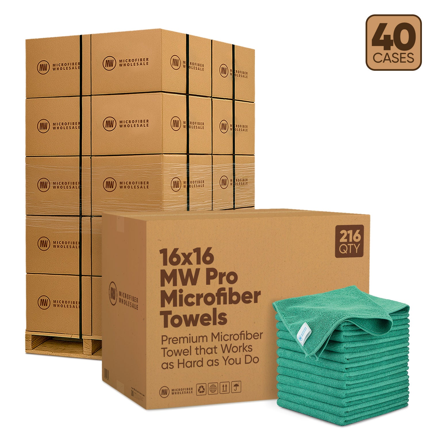 16"x16" MW Pro Microfiber Towels - 40-Case Pallet (216/Case)