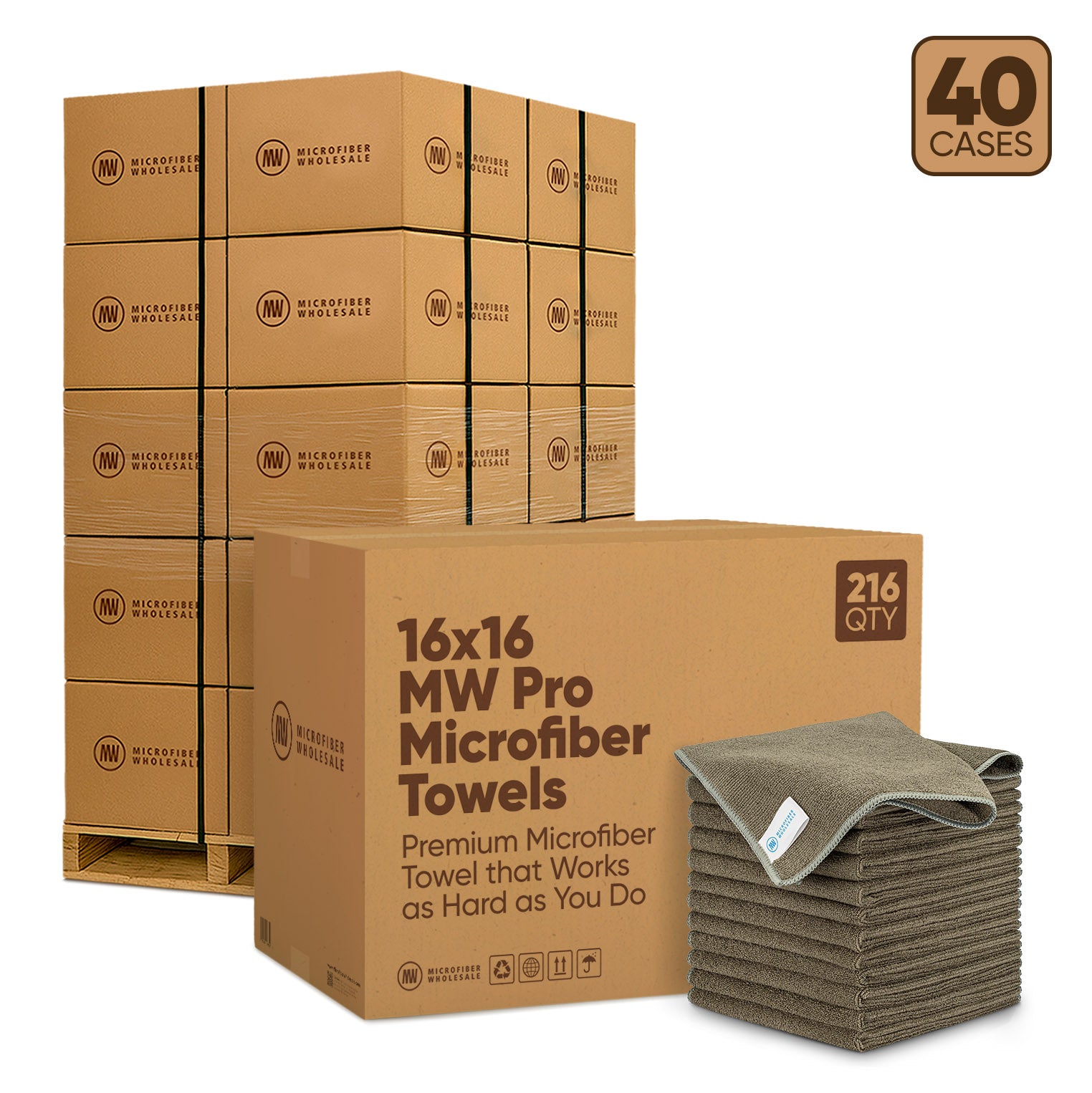 16"x16" MW Pro Microfiber Towels - 40-Case Pallet (216/Case)