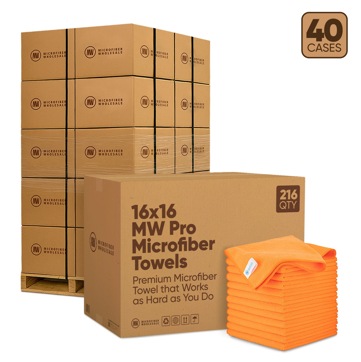 16"x16" MW Pro Microfiber Towels - 40-Case Pallet (216/Case)