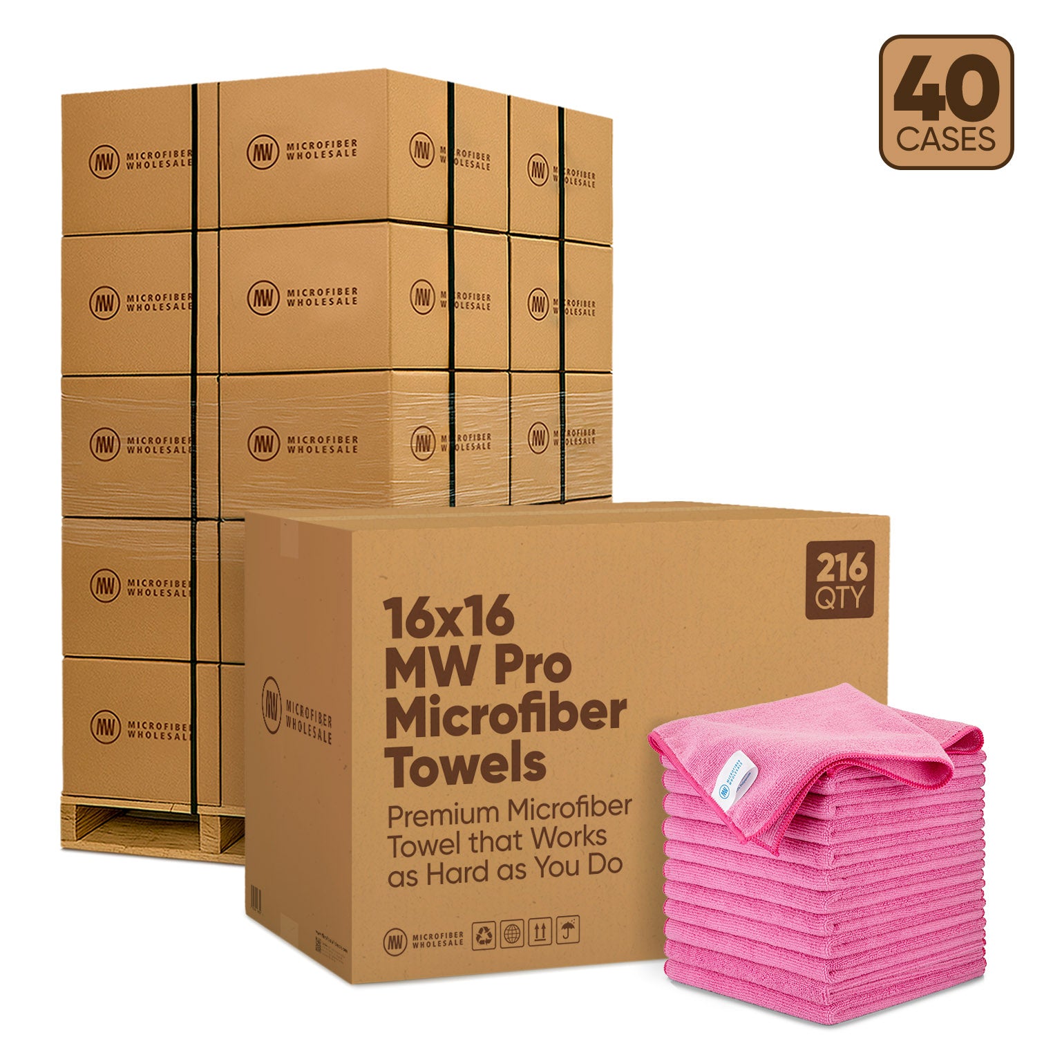 16"x16" MW Pro Microfiber Towels - 40-Case Pallet (216/Case)