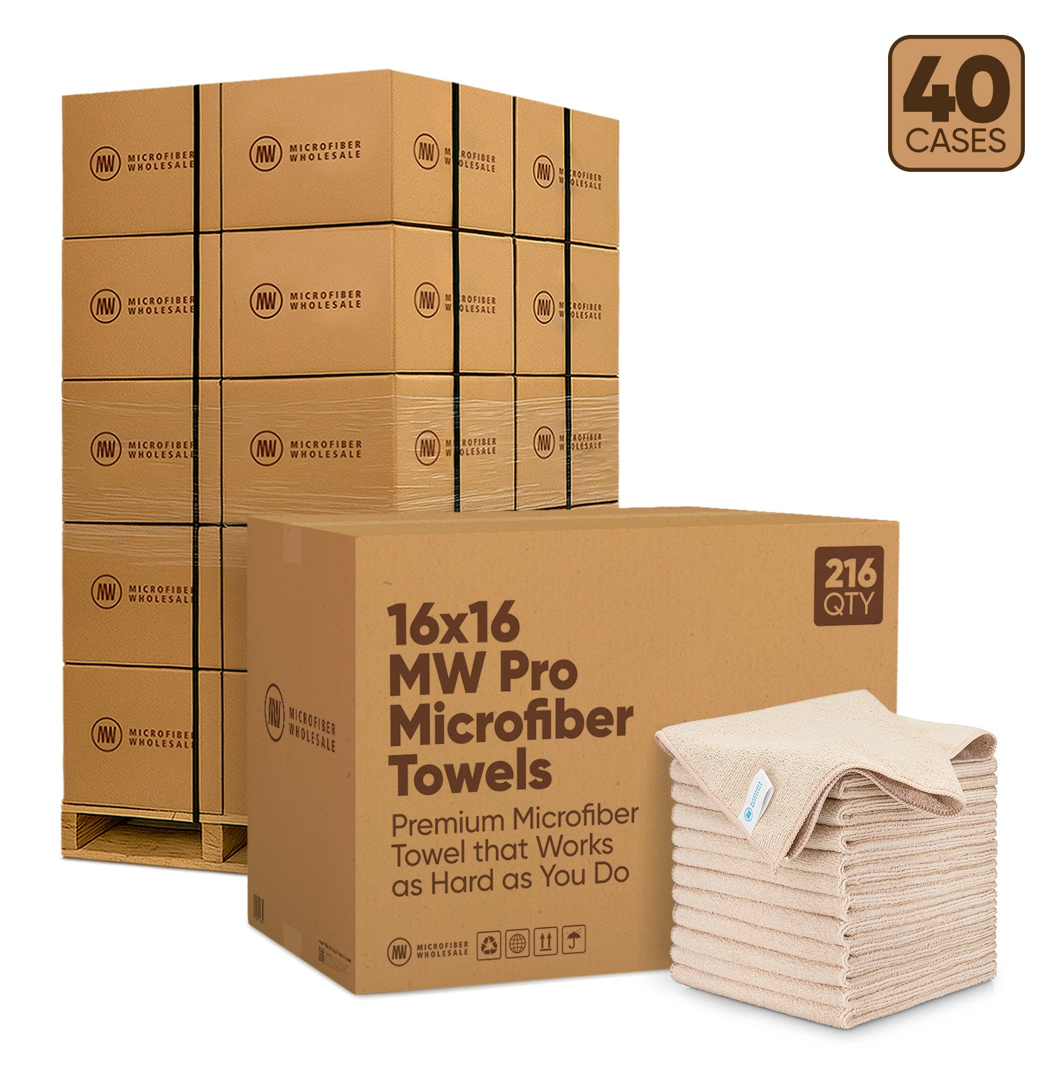 16"x16" MW Pro Microfiber Towels - 40-Case Pallet (216/Case)