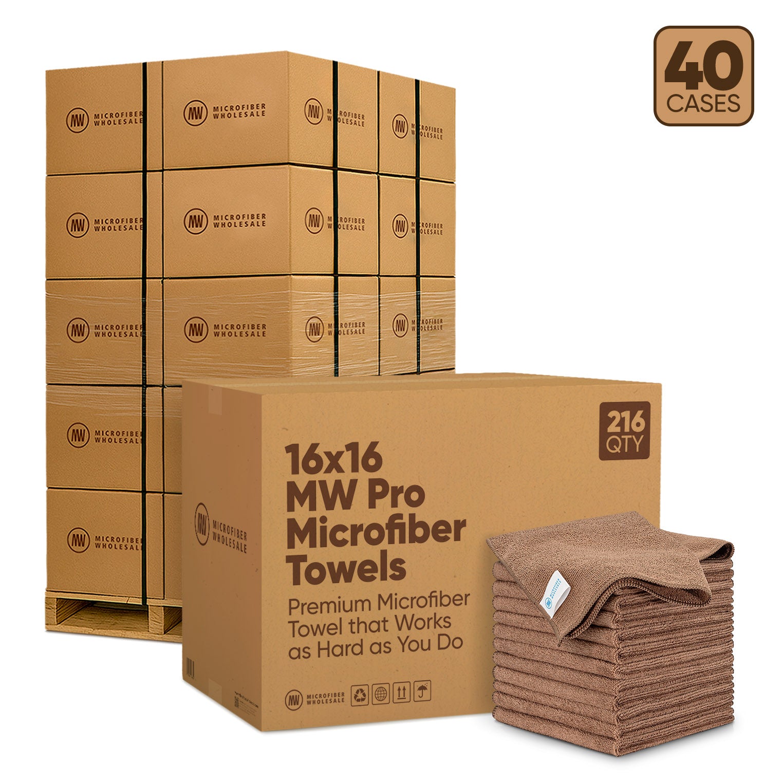 16"x16" MW Pro Microfiber Towels - 40-Case Pallet (216/Case)
