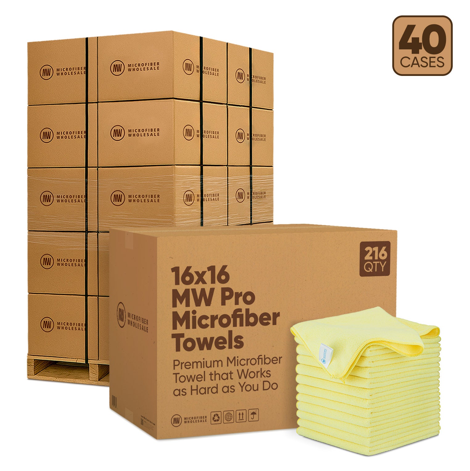 16"x16" MW Pro Microfiber Towels - 40-Case Pallet (216/Case)