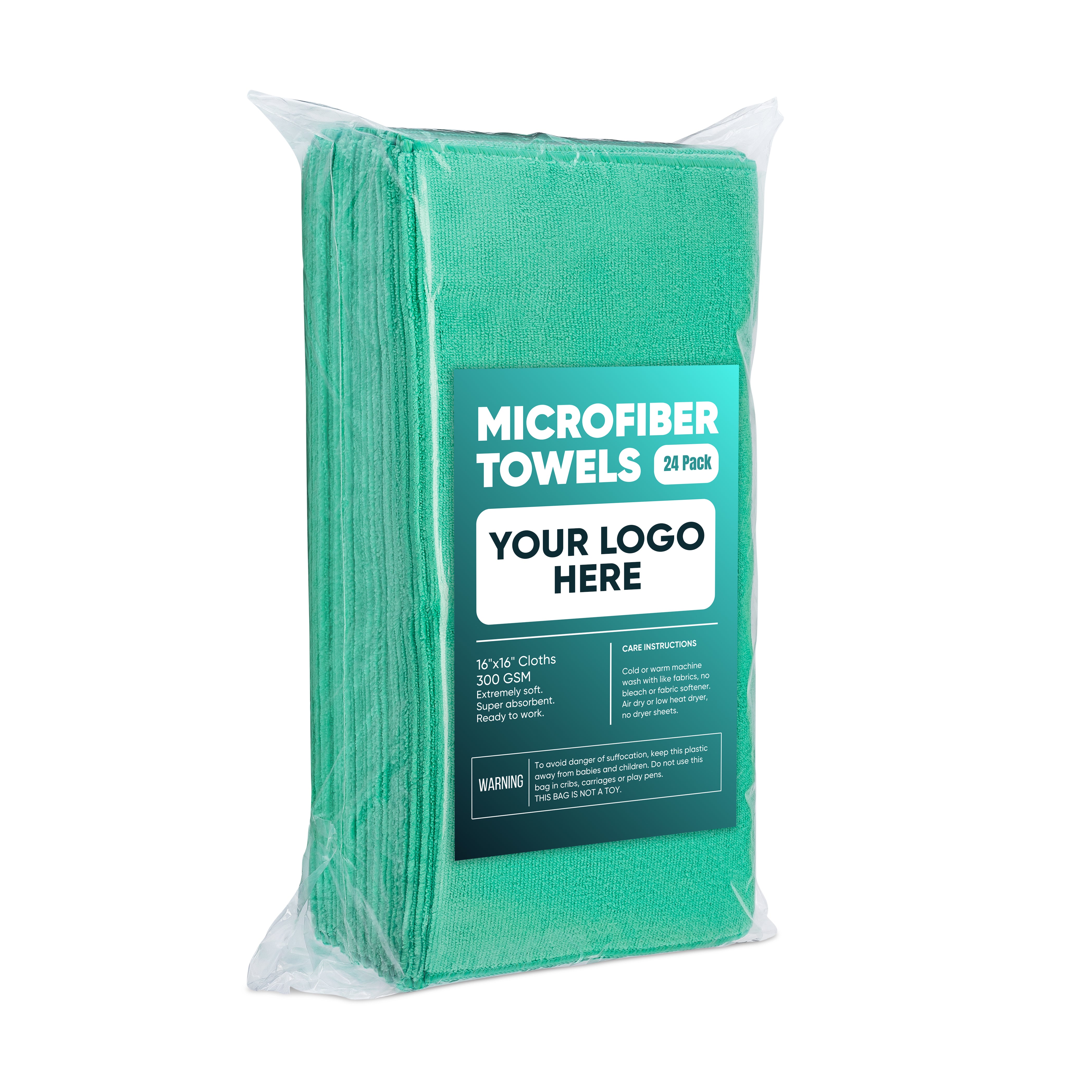 16"x16" 300GSM Microfiber Towels - Case of 288 - Private-Label