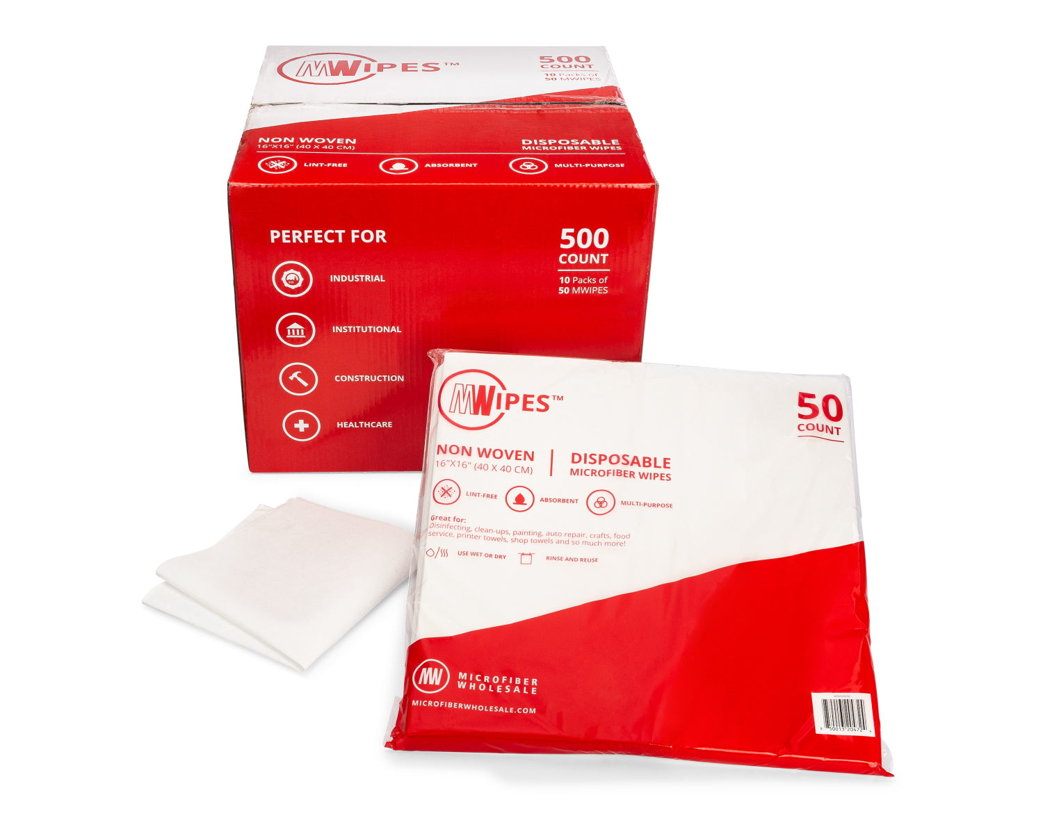 16x16 Disposable Microfiber Cloths-Case of 500