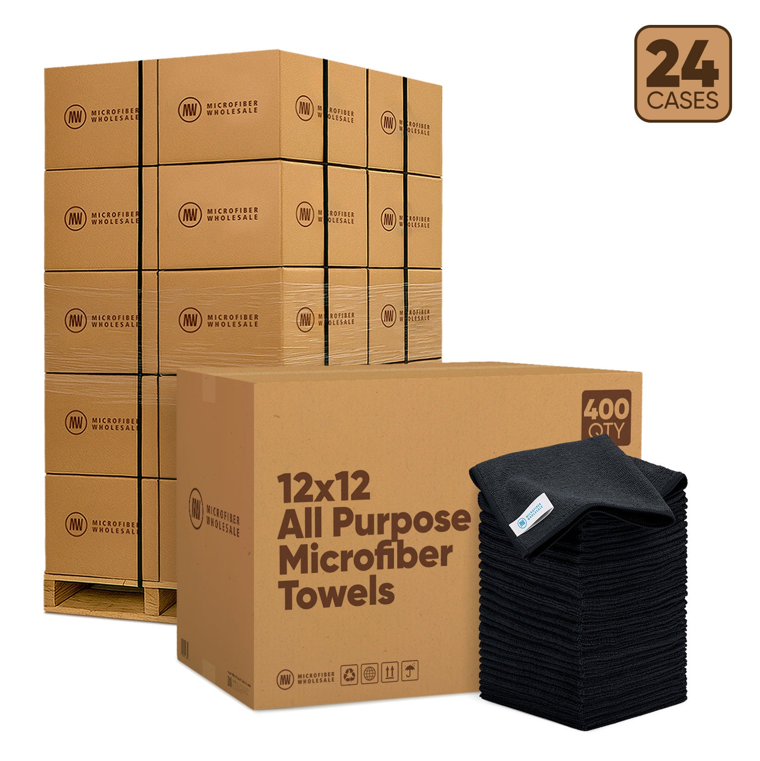 12"x12" All Purpose Microfiber Towels - 24-Case Pallet (400/Case)