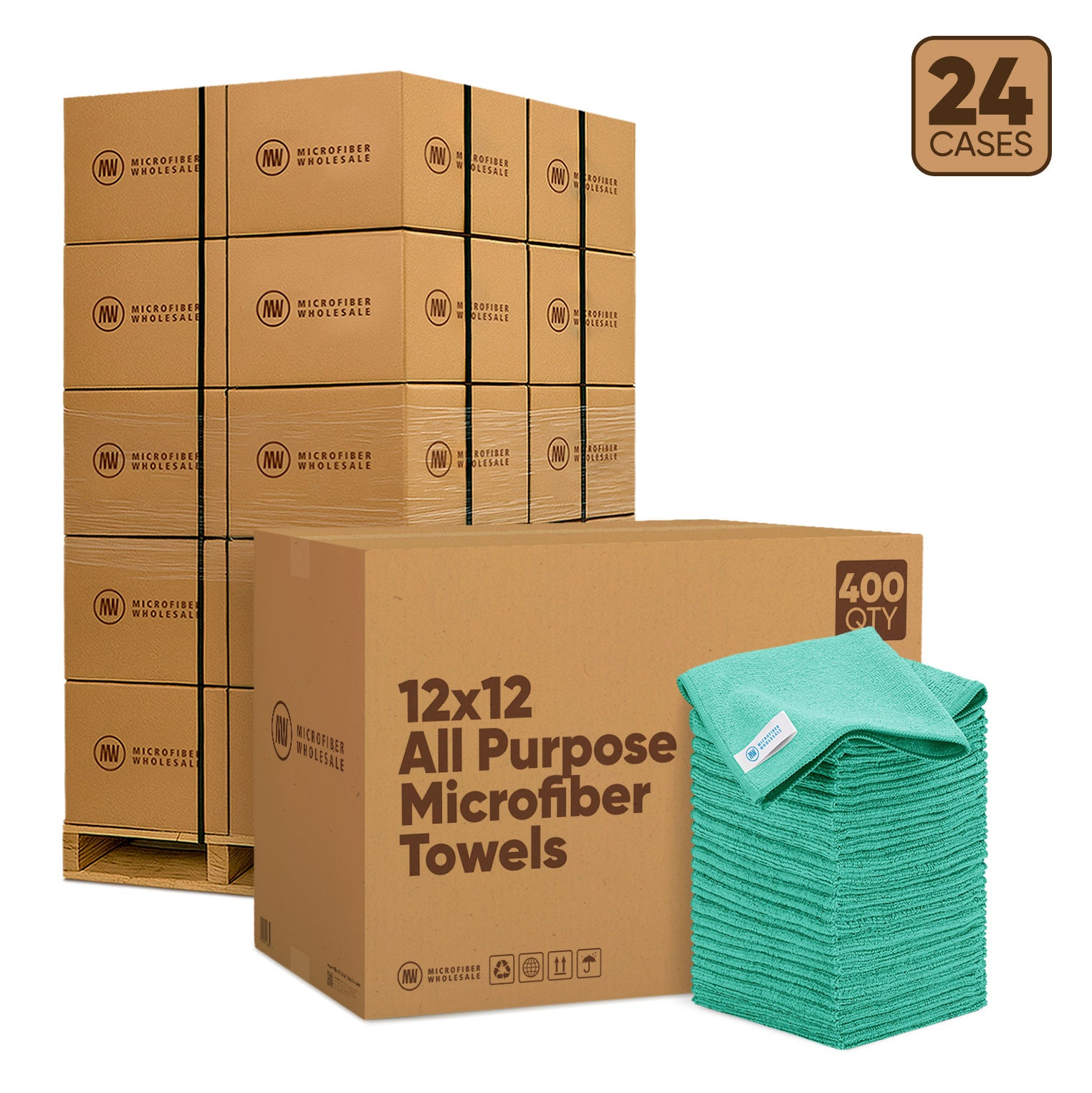 12"x12" All Purpose Microfiber Towels - 24-Case Pallet (400/Case)