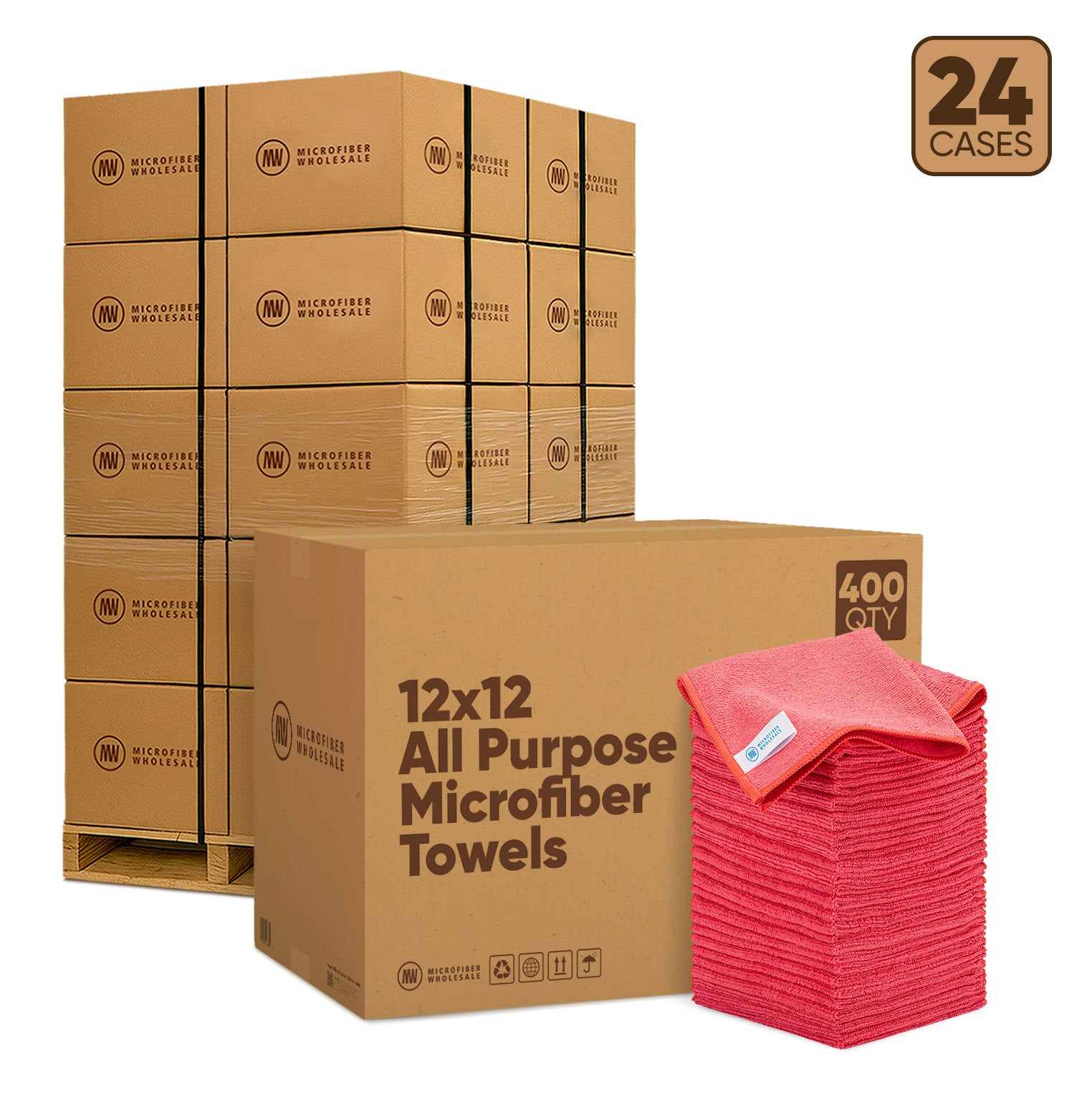12"x12" All Purpose Microfiber Towels - 24-Case Pallet (400/Case)