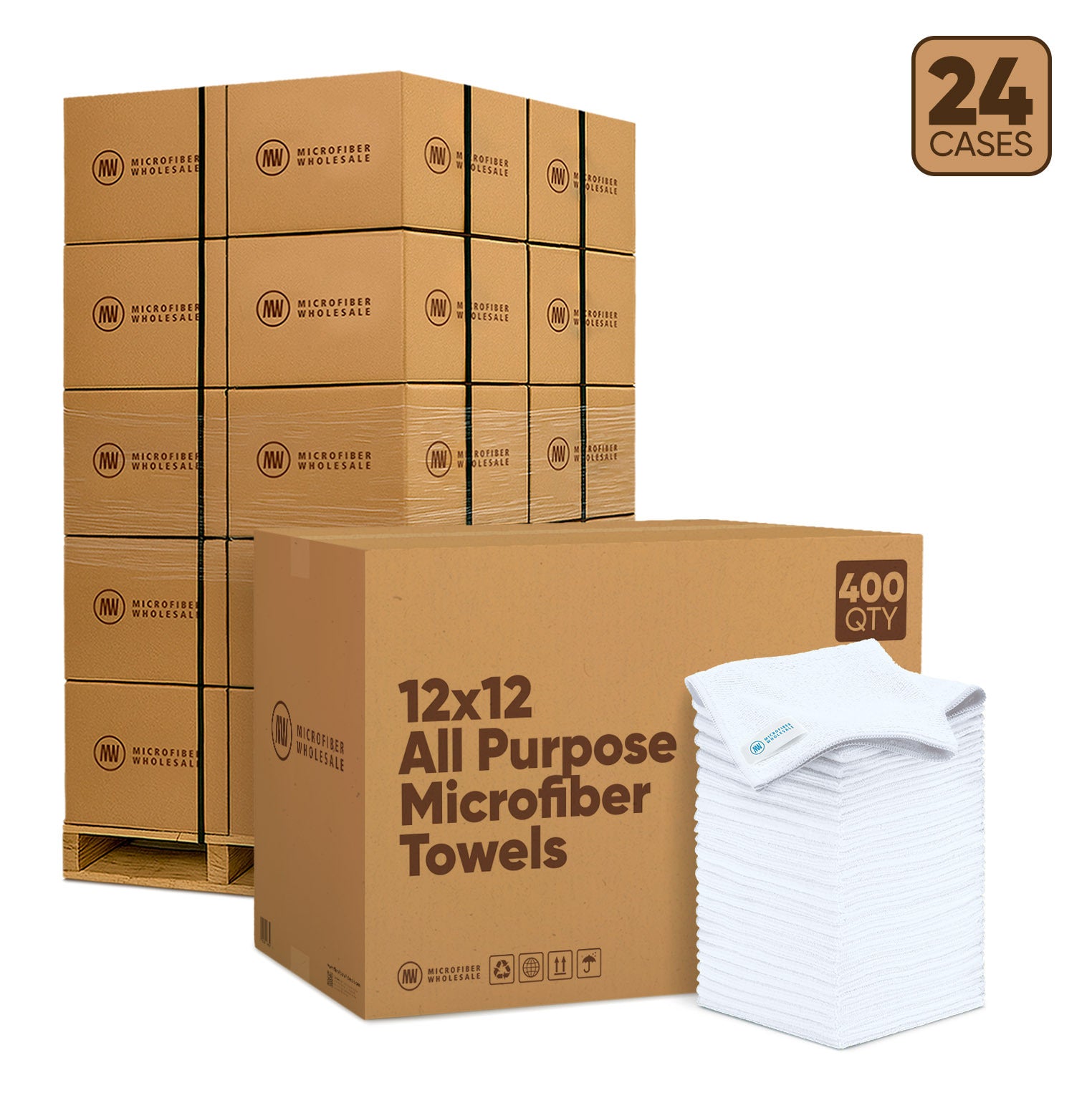 12"x12" All Purpose Microfiber Towels - 24-Case Pallet (400/Case)