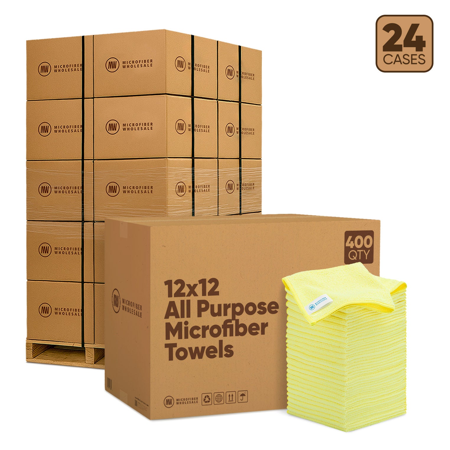 12"x12" All Purpose Microfiber Towels - 24-Case Pallet (400/Case)