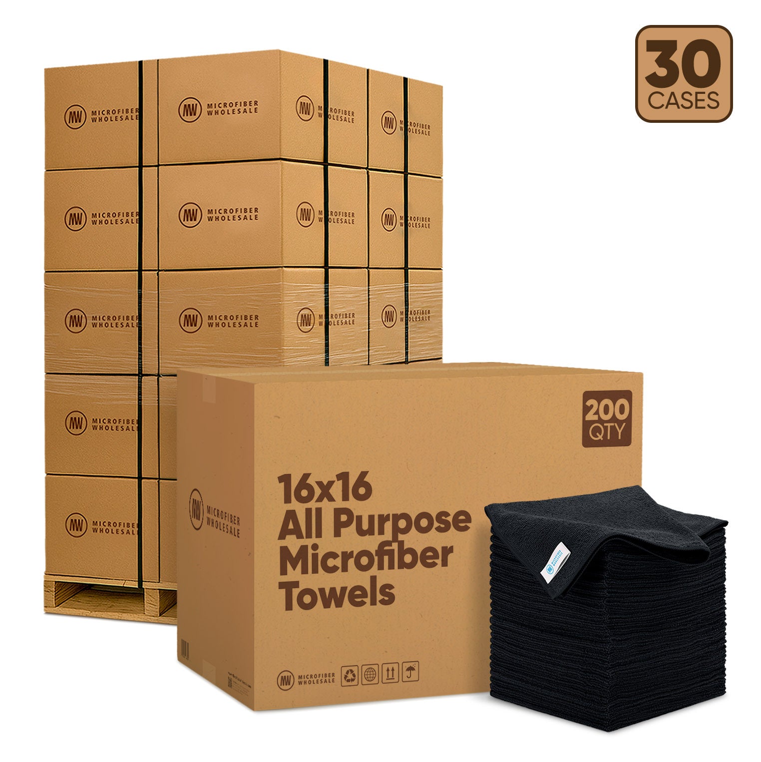 16"x16" All Purpose Microfiber Towels - 30-Case Pallet (200/Case)