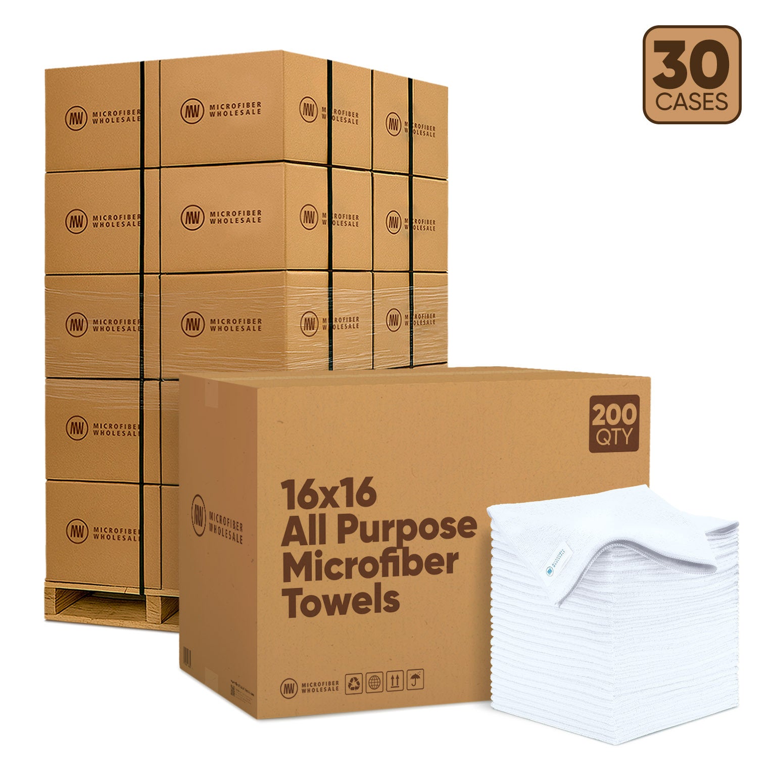 16"x16" All Purpose Microfiber Towels - 30-Case Pallet (200/Case)