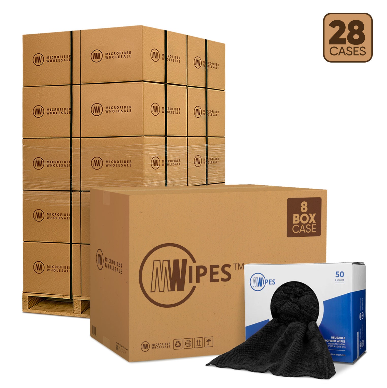 MWipes™ Reusable Microfiber Cleaning Wipes - 28-Case Pallet (8 Boxes/Case)