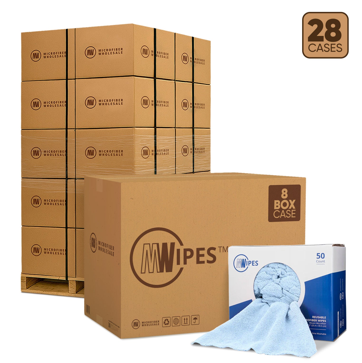 MWipes™ Reusable Microfiber Cleaning Wipes - 28-Case Pallet (8 Boxes/Case)